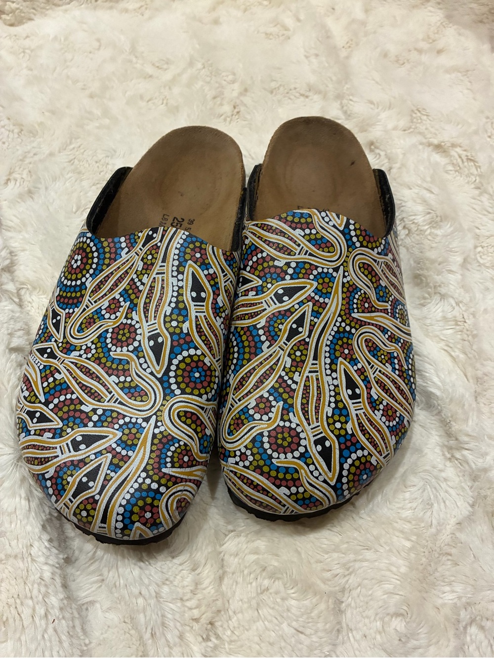 Birkenstock Birkis Slip-On Clog with Multicolor Dot & Snake Pattern size 8-8.5